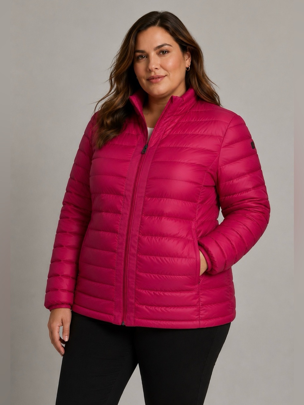 BY OPEN END Down Filled Puffer Jacket Hot Pink Quilted Lightweight XXL US 18 NWT